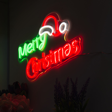 Dekoracja świetlna na święta Neon LED Merry Christmas 40 x 24cm 
