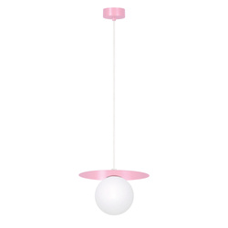 Różowa, pastelowa lampa wisząca z kloszami K-5440 z serii ROBIN
