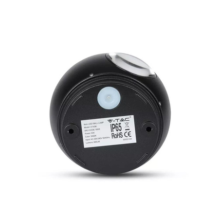 Kinkiet Ścienny V-TAC 6W LED Czarny Okrągły IP65 VT-836 4000K 660lm