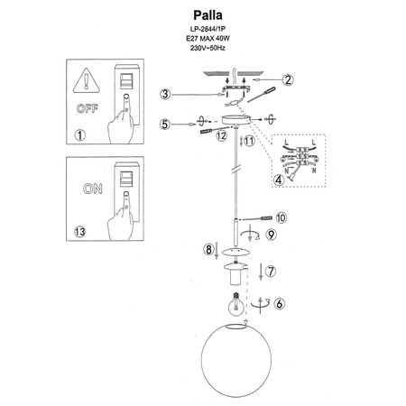 Palla lampa wisząca mała złota LP-2844/1P S GD