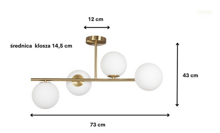 Lampa sufitowa Milano złota 4xE14 mleczne kule