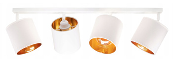 Lampa sufitowa reflektor 4xE27 listwa biało złota 80cm