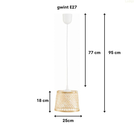 Lampa wisząca BOHO bambusowa walec TH2B 25cm