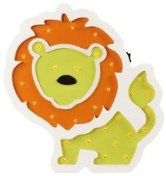 Lampa nocna LED drewniana Lew dekoracyjna