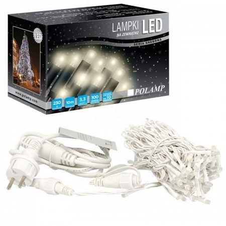 Lampki choinkowe LED Białe Ciepłe 10m biały przewód uniwersalne