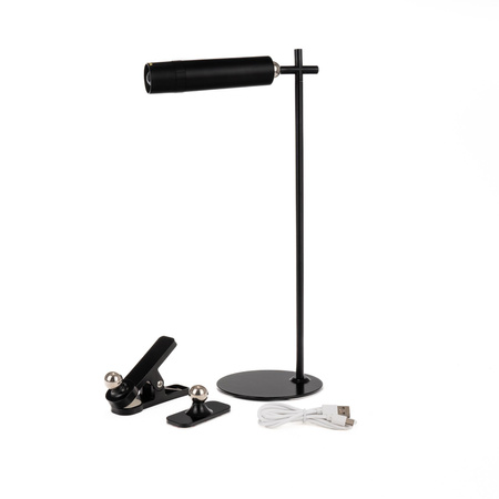 Lampka Biurkowa V-TAC 4w1 37cm Kinkiet Klips Latarka 3W LED Czarna 