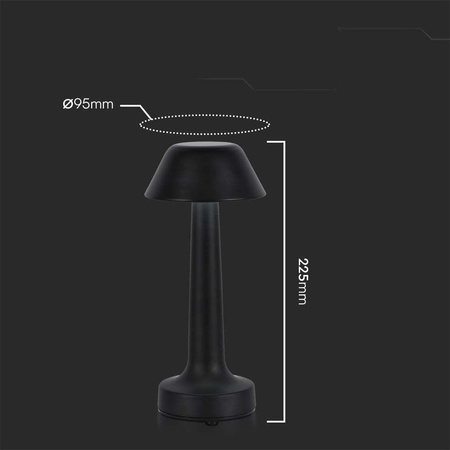 Lampka Biurkowa Nocna V-TAC 2W LED 23cm Ładowanie USB CCT Ściemnianie Czarna 