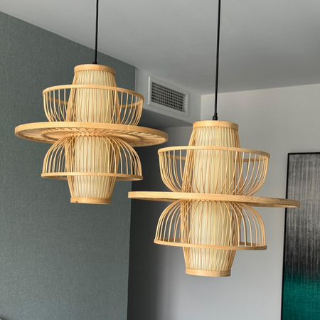 Rattanowa lampa wisząca Astra naturalna 1xE27 Boho