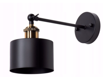 Metalowy kinkiet regulowany E27 czarny złoty Retro