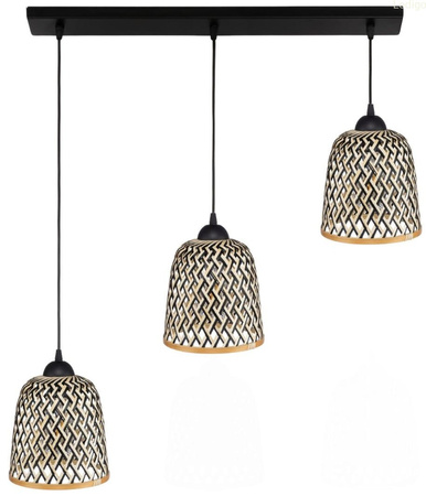 Lampa wisząca 3xE27 potrójna listwa czarna 