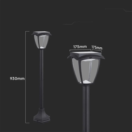 Słupek Ogrodowy Solarny V-TAC 2W LED IP44 93cm VT-984 3000K+6000K 110lm 3 Lata Gwarancji