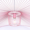 Różowy, druciany, duży żyrandol do salonu KP-21 z serii KAPELUSZ