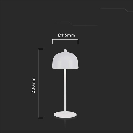 Lampka Biurkowa Nocna V-TAC 3W LED 30cm Ładowanie USB Ściemnianie Biała 