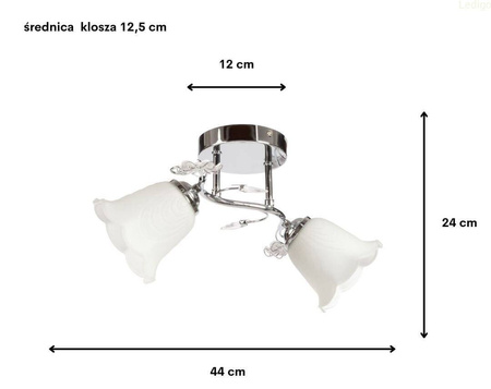 Lampa sufitowa podwójna plafon z kryształkami 2xE27