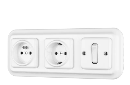 Włącznik ceramiczny podtynkowy podwójny schodowy kwadrat biały bez ramki