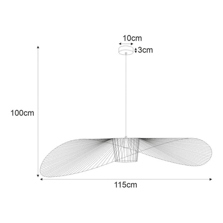 Designerski, duży, biały, druciany żyrandol KP-21 z serii KAPELUSZ