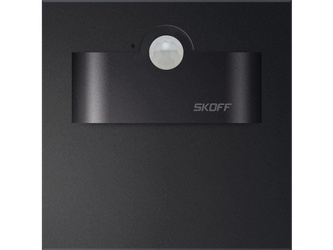 Oprawa schodowa z czujnikiem ruchu i zmierzchu Tango Short LED PIR 120 Skoff 1W 10V DC czarny mat b. ciepła