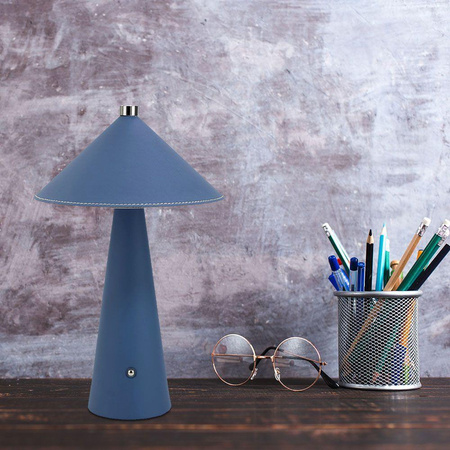 Lampka Biurkowa Nocna V-TAC 3W LED 33cm CCT Ładowanie USB-C Ściemnianie Niebieska Skóra 