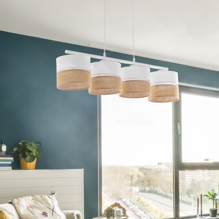 Nowoczesna lampa wisząca Linobianco juta biała