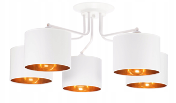 Żyrandol Lampa sufitowa 5xE27 biało złota Glamour