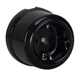 Gniazdo ceramiczne natynkowe z uziemienie SCHUKO czarne