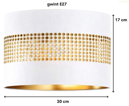 Abażur walec Oro Deluxe biało złoty 30cm E27