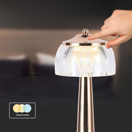 Lampka Biurkowa Nocna V-TAC 1W LED 26cm Ładowanie USB Ściemnianie Złota 