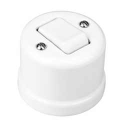 Włącznik ceramiczny krzyżowy natynkowy biały Retro