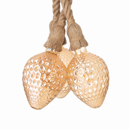 Lampa wisząca jutowa czarna sznur konopny 3 oprawy