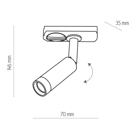 Reflektor szynowy 3W Led 4500K biały chrom 1 fazowy Track Light