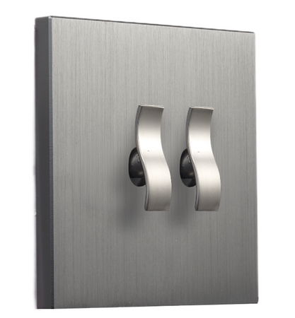 Włącznik podtynkowy podwójny / schodowy TOGGLICA WAVE kwadratowy NIKIEL SZCZOTKOWANY