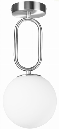 Lampa sufitowa Milano silver pojedyńcza mleczna kula