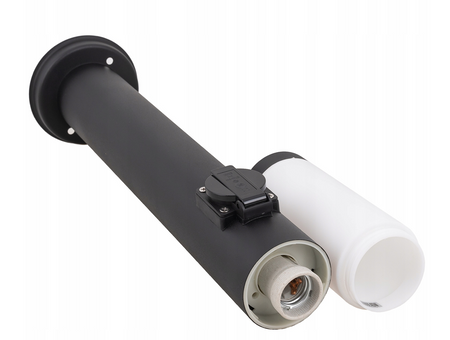 Słupek ogrodowy czarny okrągły 1xE27 lampa IP44 65cm z gniazdem sieciowym