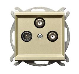 Gniazdo RTV-SAT z dwoma wyjściami SAT Ospel Sonata Szampański Złoty