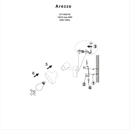 Light prestige Arezzo kinkiet czarny LP-1420/1W BK