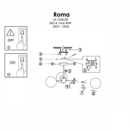 Light prestige Roma 3 wisząca złota LP-1345/3P GD