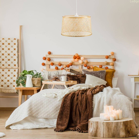 Lampa wisząca BOHO bambusowa walec TH2B 30cm