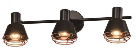 Lampa ścienna/sufitowa czarna klosz miedziany 3xE14 40W Neria 