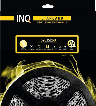 Taśma LED S2835x60 6W 400lm/m 3000K IP20 RA80 20m INQ