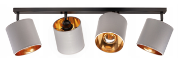 Lampa sufitowa reflektor 4xE27 listwa szaro złota 80cm