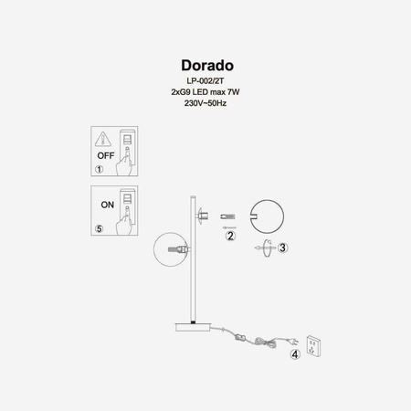 Lampka biurkowa Dorado złota 2xG9