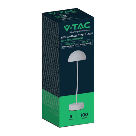 Lampka Biurkowa Nocna V-TAC 3W LED Ładowanie Ściemnianie Biała 