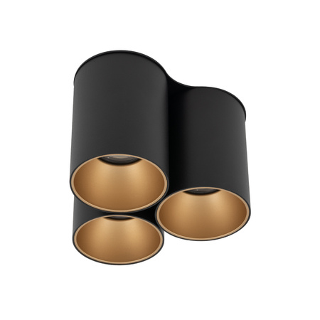 Nowodvorski Lampa punktowa natynkowa potrójna czarno złota EYE TONE