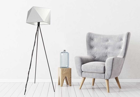 Lampa podłogowa NEPTUN trójnóg z abażurem biały diament
