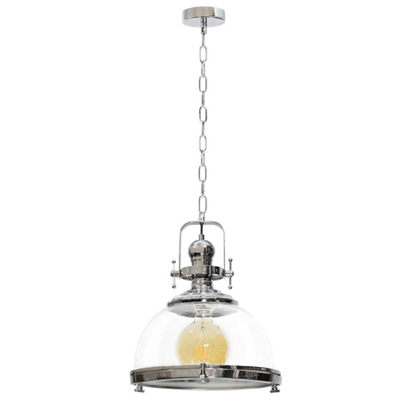 Lampa wisząca LOFT szklana - chrom Vintage kopuła