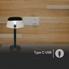 Lampka Biurkowa Nocna V-TAC 3W LED 28cm Ładowanie USB Ściemnianie Czarna 