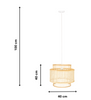 Rattanowa Lampa wisząca plecionka wiedeńska E27 Boho 40cm biała