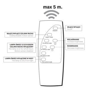Naświetlacz Solarny LED STREET-12 z czujnikiem PIR, czarny + pilot
