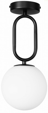 Lampa sufitowa Milano black pojedyńcza mleczna kula