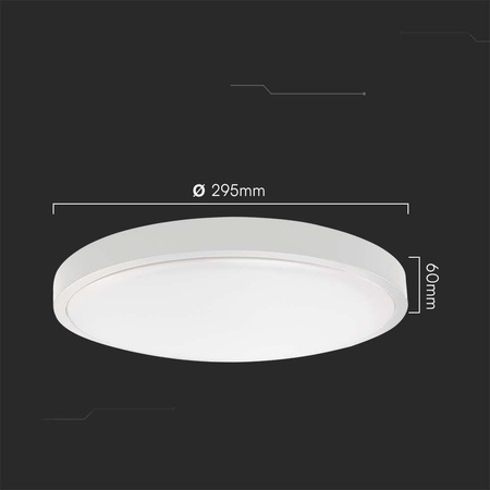Plafon V-TAC 18W LED Okrągły 29cm Natynkowy Pilot Czujnik Ruchu IP44 Biały VT-8618S 4000K 1830lm